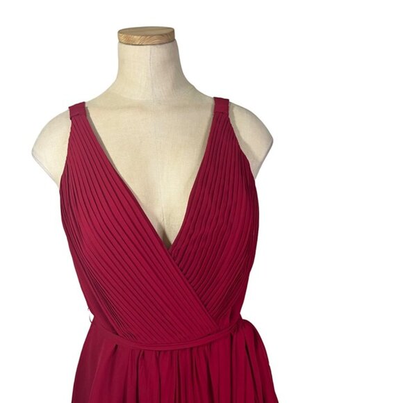 David's Bridal Women's dress S red faux wrap v neck sleeveless flowy - Picture 3 of 7